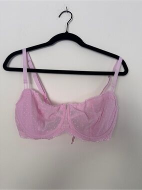 Sheer Lace Underwire Bra - Pink